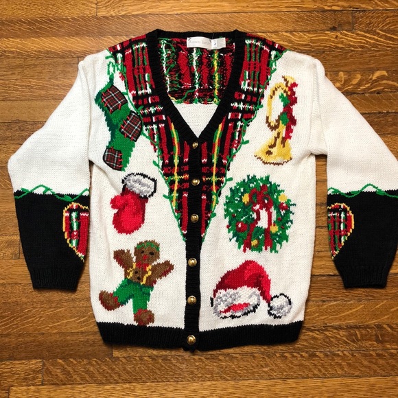 Vintage Sweaters - Vintage not so ugly Christmas sweater cardigan